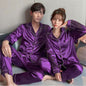 Purple Nighty Finely Stitched Silk Satin Pajama Set – Luxurious Nightwear for couple