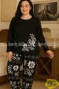 Full Sleeves Floral Leaf Printed Suit