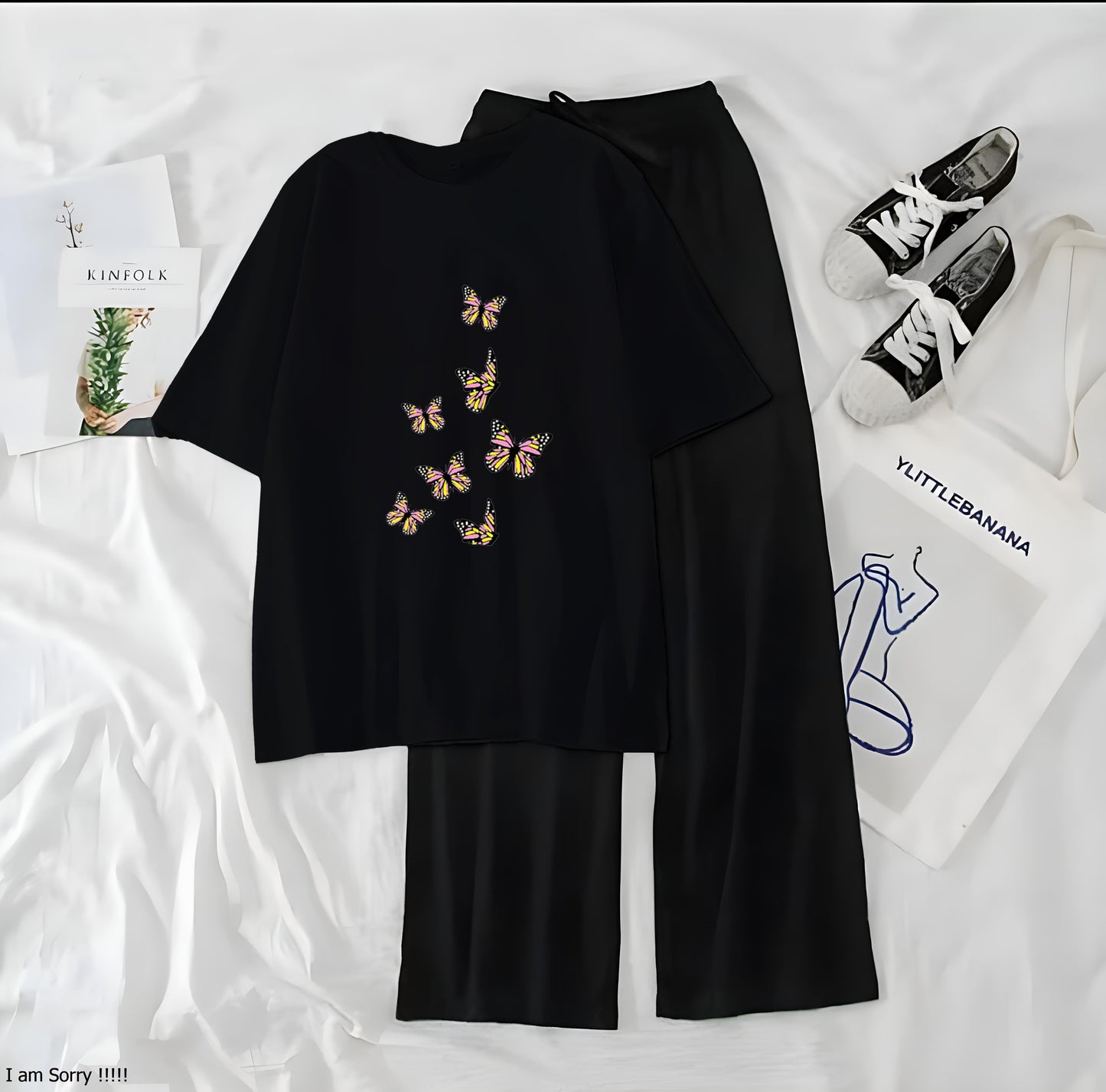 7 Little Butterfly Printed Night Wear Casual Dress