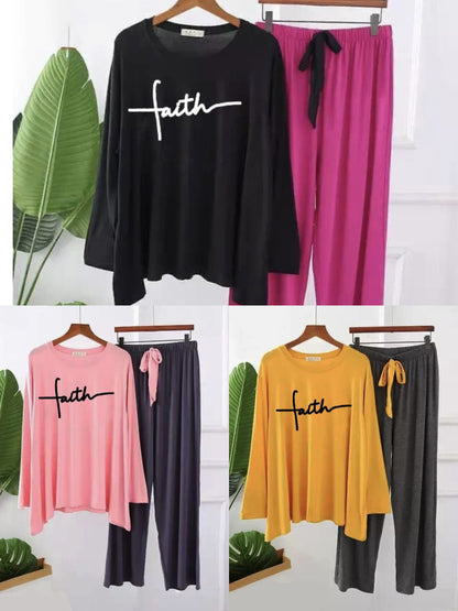 Premium Faith Print Full Sleeves Pajama Set for Women