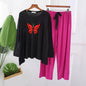 Red Big Butterfly Printed Long wear Casual Night Wear Dress