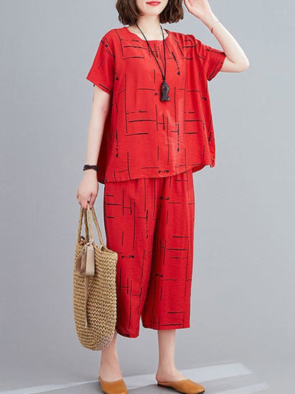 Red Capri Casual Wear