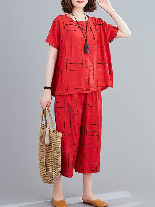 Red Capri Casual Wear
