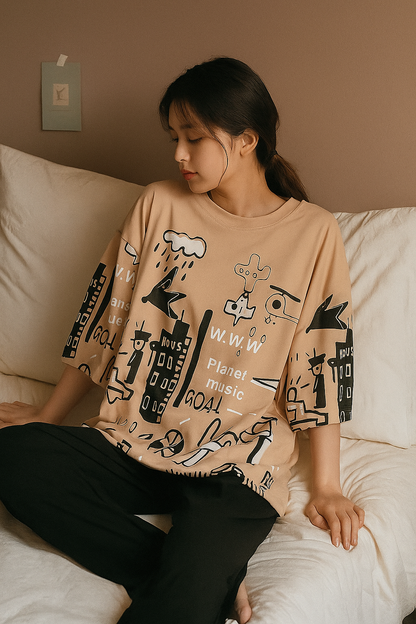 Planet Half Sleeves Suit