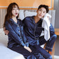 Navy Blue Nighty Finely Stitched Silk Satin Pajama Set – Luxurious Nightwear for couple