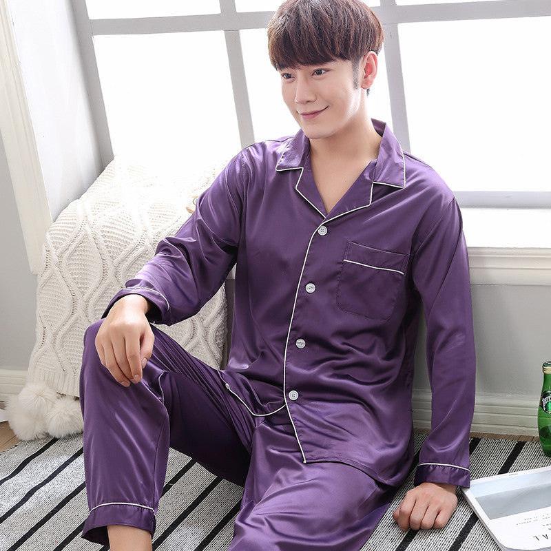 Purple Nighty Finely Stitched Men’s Silk Satin Pajama Set – Luxurious Nightwear for Men