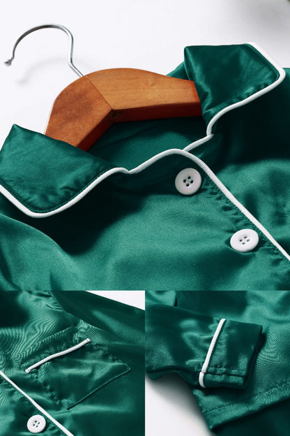 Green Nighty Finely Stitched Men’s Silk Satin Pajama Set – Luxurious Nightwear for Men