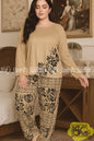 Full Sleeves Floral Leaf Printed Suit