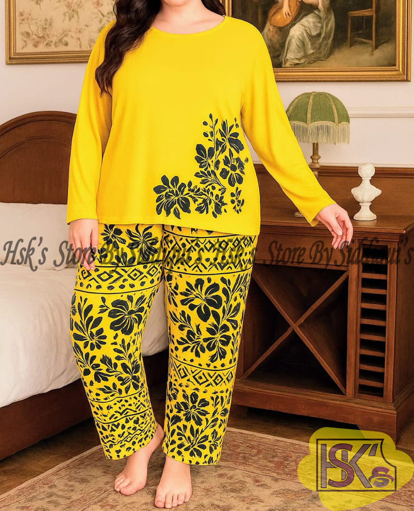 Full Sleeves Floral Leaf Printed Suit