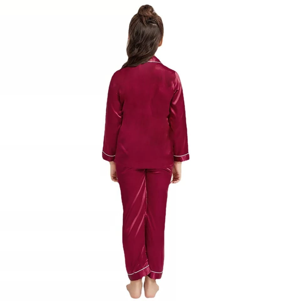 Red Luxury Silk Satin Sleepwear Set for Kids