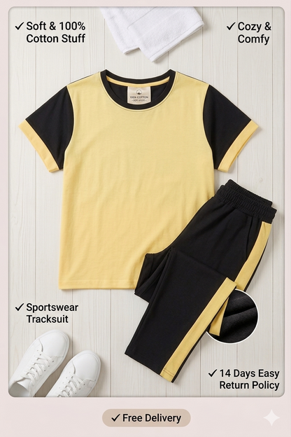 Yellow Sports Wear Gym and Track suit (Yellow and Black )