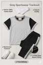 Grey Sports Wear Gym and Track suit (Grey and Black )