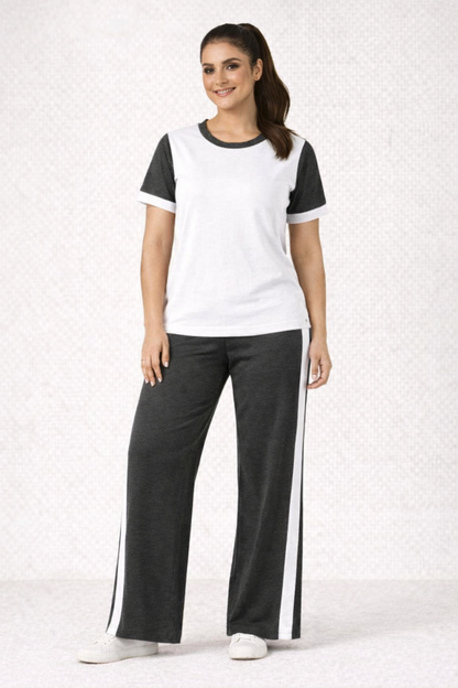 White Sports Wear Gym and Track suit (White and Black)