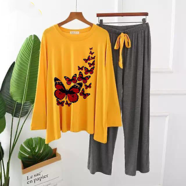 Premium Butterflies Print Full Sleeves Pajama Set for Women