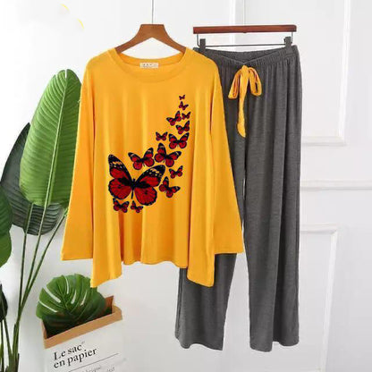 Premium Butterflies Print Full Sleeves Pajama Set for Women