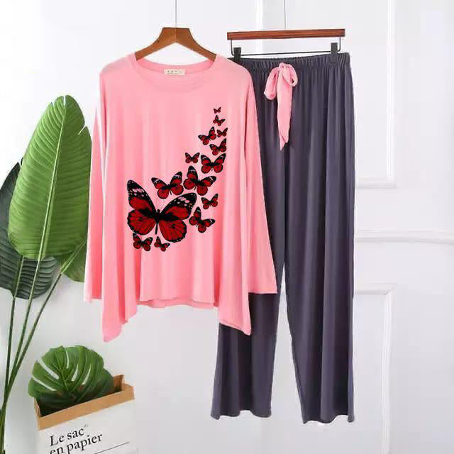 Premium Butterflies Print Full Sleeves Pajama Set for Women