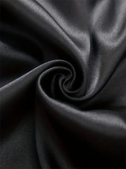 Black Nighty Finely Stitched Silk Satin Pajama Set – Luxurious Nightwear for couple