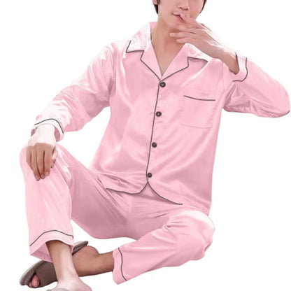 Nighty Finely Stitched Men’s Silk Satin Pajama Set – Luxurious Nightwear for Men