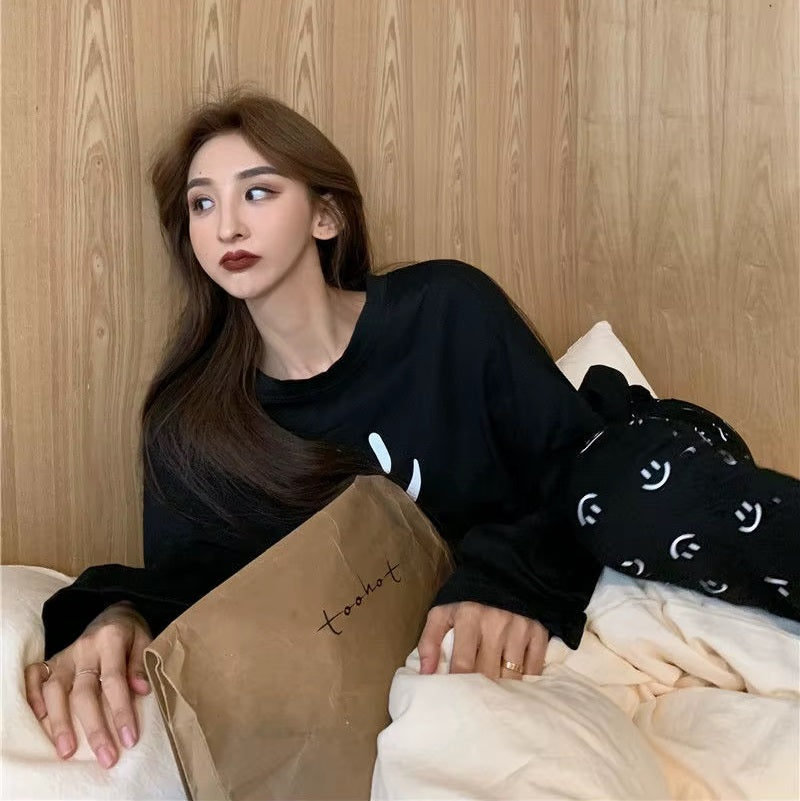 Black Smile Full Sleeves Matching Printed Trouser