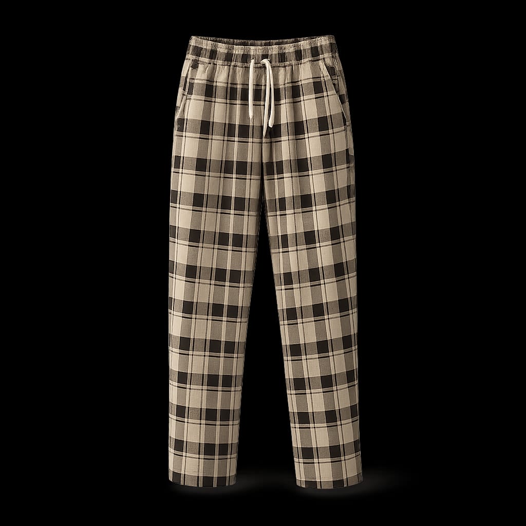 Comfy Casual Pajama Pants Check Print Drawstring Palazzo Lounge Pants Wide Leg