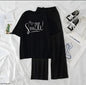 Women’s Graphic Print T-Shirt &amp; Wide Leg Palazzo Lounge Set – Soft Casual Co-Ord Nightwear