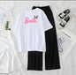 Women’s Graphic Print T-Shirt &amp; Wide Leg Palazzo Lounge Set – Soft Casual Co-Ord Nightwear