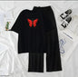 Women’s Graphic Print T-Shirt & Wide Leg Palazzo Lounge Set – Soft Casual Co-Ord Nightwea