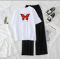Women’s Graphic Print T-Shirt & Wide Leg Palazzo Lounge Set – Soft Casual Co-Ord Nightwea