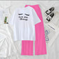 Women’s Graphic Print T-Shirt &amp; Wide Leg Palazzo Lounge Set – Soft Casual Co-Ord Nightwear