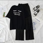 Women’s Graphic Print T-Shirt &amp; Wide Leg Palazzo Lounge Set – Soft Casual Co-Ord Nightwear