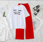 Women’s Graphic Print T-Shirt &amp; Wide Leg Palazzo Lounge Set – Soft Casual Co-Ord Nightwear