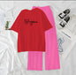Women’s Graphic Print T-Shirt &amp; Wide Leg Palazzo Lounge Set – Soft Casual Co-Ord Nightwear