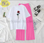 Women’s Graphic Print T-Shirt &amp; Wide Leg Palazzo Lounge Set – Soft Casual Co-Ord Nightwear