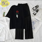 Women’s Graphic Print T-Shirt &amp; Wide Leg Palazzo Lounge Set – Soft Casual Co-Ord Nightwear