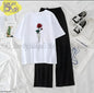 Women’s Graphic Print T-Shirt &amp; Wide Leg Palazzo Lounge Set – Soft Casual Co-Ord Nightwear