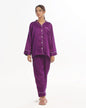 Purple Classic White Satin Full Sleeves Night Suit for Women