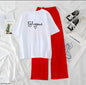 Women’s Graphic Print T-Shirt &amp; Wide Leg Palazzo Lounge Set – Soft Casual Co-Ord Nightwear