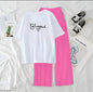 Women’s Graphic Print T-Shirt &amp; Wide Leg Palazzo Lounge Set – Soft Casual Co-Ord Nightwear