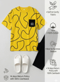 Yellow Premium G Pocket Printed T-shirt With Solid Black Trouser Sportswear Tracksuit