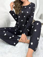 Black Little Hear Full Sleeves Matching Night Wear