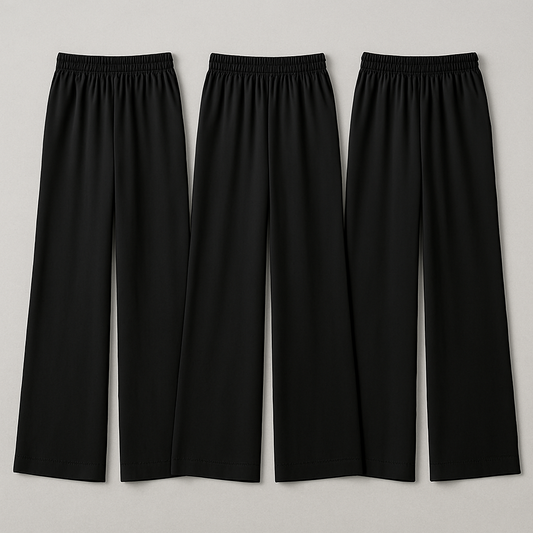 Pack of 3 Black Color Comfy Casual Pajama Pants Palazzo Lounge Pants Wide Leg