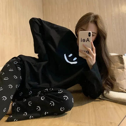 Black Smile Full Sleeves Matching Printed Trouser