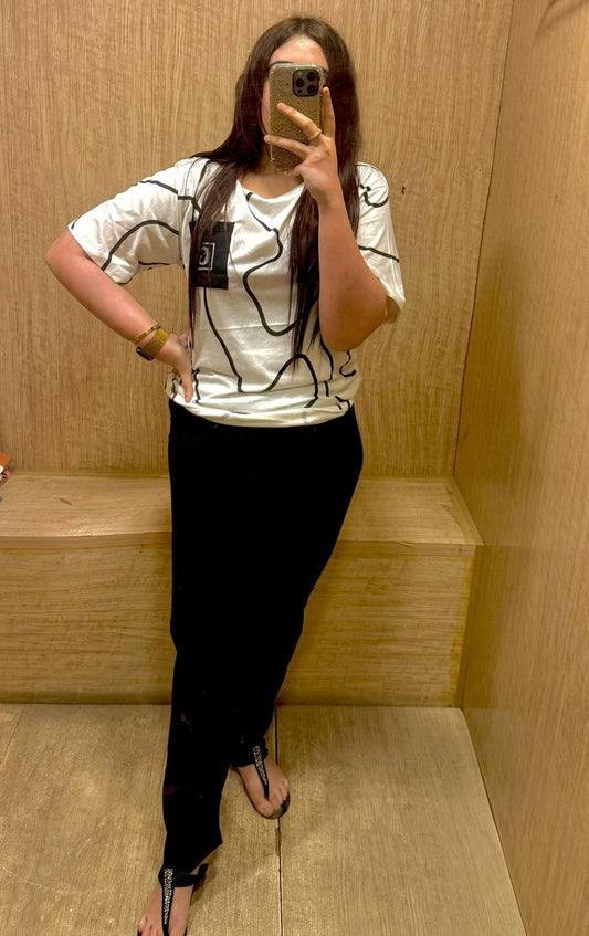 Premium G Pocket Printed T-shirt With Solid Black Trouser Sportswear