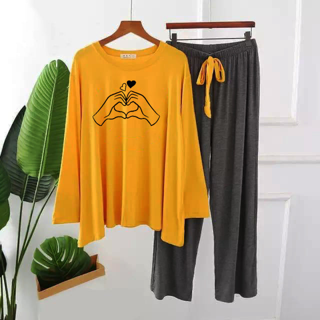 Premium Hand Print Full Sleeves Pajama Set for Women