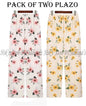 Pack of Two Comfy Casual Pajama Pants Floral Print Drawstring Palazzo Lounge Pants Wide Leg