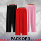 Pack of 3 Multi Color Comfy Casual Pajama Pants Palazzo Lounge Pants Wide Leg