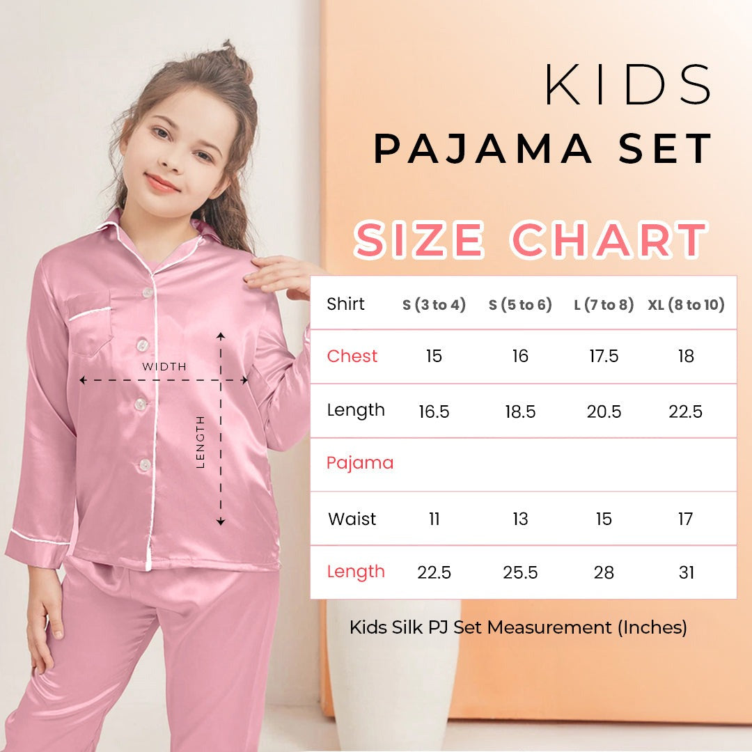 Baby Pink Luxury Silk Satin Sleepwear Set for Kids