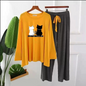 2-Cat Graphic Long Shirt and trouser Night Wear