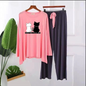 2-Cat Graphic Long Shirt and trouser Night Wear
