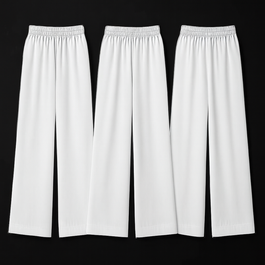 Pack of 3 White Color Comfy Casual Pajama Pants Palazzo Lounge Pants Wide Leg